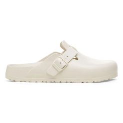 Klapki Birkenstock Boston Eva 1027382 białe. Białe klapki damskie bez wzorów, z materiału, bez obcasa, bez zapięcia. Za 460.03 zł.