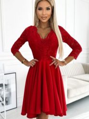Sukienka Model Nicolle 210-16 Red - Numoco. Czerwone sukienki damskie NUMOCO, bez wzorów, z koronki, bez ramiączek. Za 356.58 zł.