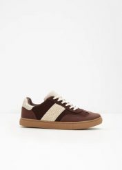 Sneakersy w stylu retro. Brązowe obuwie sportowe casual damskie bonprix, bez zapięcia. Za 124.99 zł.