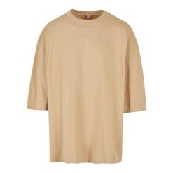 Ogromna Koszulka Unisex Dla Dorosłych. Brązowe bluzki damskie BUILD YOUR BRAND, l, bez wzorów, bez kołnierzyka, bez ramiączek. Za 99.99 zł.