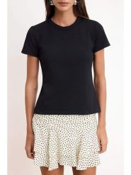 Trendyol Koszulka w kolorze czarnym rozmiar: M. Czarne bluzki damskie Trendyol, m, bez wzorów, z bawełny, bez kołnierzyka, bez ramiączek. Za 73.99 zł.
