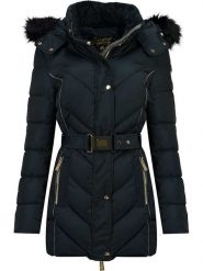 Geographical Norway Kurtka zimowa "Becky" w kolorze granatowym rozmiar: XL. Niebieskie kurtki damskie Geographical Norway, na zimę, xl, bez wzorów, z puchu, bez kaptura. Za 313.32 zł.