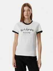 KARL LAGERFELD T-Shirt B2W17021 Biały Slim Fit. Białe t-shirty damskie KARL LAGERFELD, l, bez wzorów, z bawełny, bez kołnierzyka. Za 429.99 zł.