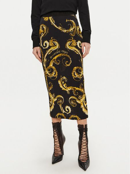 Versace Jeans Couture Spódnica midi 77HAE8B6 Czarny Regular Fit. Czarne spódnice damskie Versace Jeans Couture, bez wzorów, z jeansu, midi. Za 539.99 zł.