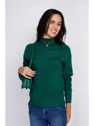 ASSUILI Sweter w kolorze ciemnozielonym rozmiar: 42. Zielone swetry klasyczne damskie Assuili, z kaszmiru, bez kołnierzyka. Za 133.45 zł.