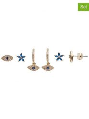 U.S. Polo Assn. Pozłacane kolczyki (3 pary) z kryształami rozmiar: onesize. Niebieskie kolczyki damskie U.S. Polo Assn., z kryształem, metalowe. Za 122.67 zł.