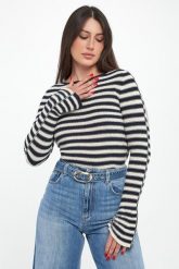 Sweter damski w paski TWINSET. Swetry klasyczne damskie Twinset Milano, l, bez kołnierzyka. Za 849.00 zł.