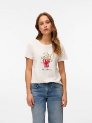 Vero Moda Koszulka w kolorze białym rozmiar: S. Białe koszulki damskie Vero Moda, s, bez wzorów, z bawełny, bez kołnierzyka, bez ramiączek. Za 48.16 zł.