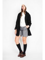 ASSUILI Płaszcz przejściowy w kolorze czarnym rozmiar: 40. Czarne płaszcze damskie Assuili, bez wzorów, z wełny, bez kaptura. Za 413.99 zł.