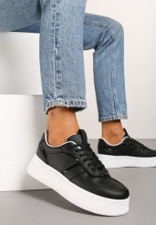 Czarno-Białe Sznurowane Sneakersy Vices na Grubej Podeszwie Leanaela. Czarne obuwie sportowe damskie Born2be, z jeansu, bez zapięcia. Za 84.99 zł.