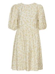 MOSS COPENHAGEN Sukienka "Marva Ladonna" w kolorze żółto-beżowym rozmiar: M. Brązowe sukienki damskie Moss Copenhagen, bez wzorów, z wiskozy, klasyczne, bez ramiączek. Za 180.91 zł.