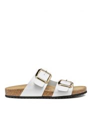 Geox Klapki D Brionia R D45Y3B 00085 C1000 Biały. Białe klapki damskie Geox, bez wzorów, ze skóry, bez obcasa, bez zapięcia. Za 399.99 zł.