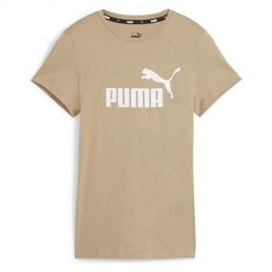 Koszulka sportowa damska Puma Ess Logo Tee. Brązowe koszulki sportowe damskie Puma, xs, bez wzorów, bez ramiączek. Za 157.00 zł.