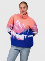 Brunotti Bluza polarowa "Chino" w kolorze pomarańczowo-różowo-niebieskim rozmiar: S. Niebieskie bluzy damskie Brunotti, s, bez wzorów, z polaru, bez kaptura. Za 173.99 zł.