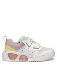 Geox Sneakersy J Illuminus J55HPA 014BU C0653 S Biały. Białe buty sportowe dziewczęce Geox, bez wzorów, ze skóry, bez zapięcia. Za 269.99 zł.