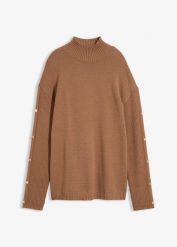 Cienki sweter z miękkiej mieszanki wiskozy. Czarne swetry klasyczne damskie bonprix, z wiskozy, bez kołnierzyka. Za 129.99 zł.