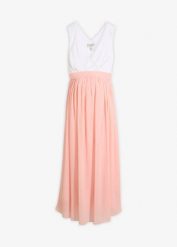 Elegancka sukienka ciążowa z funkcją karmienia. Białe sukienki damskie bonprix, bez wzorów, eleganckie, bez ramiączek. Za 119.99 zł.