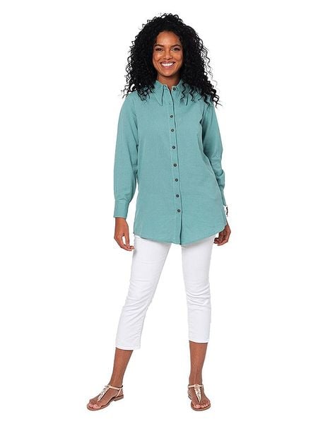 Aller Simplement Koszula w kolorze turkusowym rozmiar: 42. Niebieskie koszule damskie Aller Simplement, bez wzorów, klasyczne, bez kołnierzyka, bez ramiączek. Za 78.66 zł.