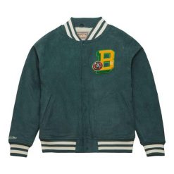 Kurtka Boston Celtics Collegiate Varsity. Zielone kurtki damskie Mitchell & Ness, s, bez wzorów, z bawełny, bez kaptura. Za 899.50 zł.