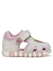 Geox Sandały B Sandal Iupidoo Gir B6517B 054GN C0406 Biały. Białe sandały dziewczęce Geox, ze skóry, bez obcasa, bez zapięcia. Za 229.99 zł.