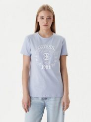 Guess T-Shirt V6RI12 J1314 Błękitny Regular Fit. Niebieskie t-shirty damskie Guess, s, z aplikacjami, z bawełny, bez kołnierzyka. Za 179.99 zł.