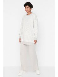 Trendyol 2-częściowy zestaw w kolorze szaro-białym rozmiar: L. Białe swetry klasyczne damskie Trendyol, l, bez kołnierzyka. Za 100.99 zł.