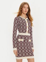 Elisabetta Franchi Sukienka dzianinowa AM-31B-47E2-V440 Bordowy Slim Fit. Czerwone sukienki damskie Elisabetta Franchi, bez wzorów, z dzianiny, bez ramiączek. Za 999.99 zł.