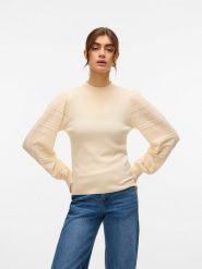 Vero Moda Sweter w kolorze beżowym rozmiar: XS. Brązowe swetry klasyczne damskie Vero Moda, xs, bez kołnierzyka. Za 79.03 zł.