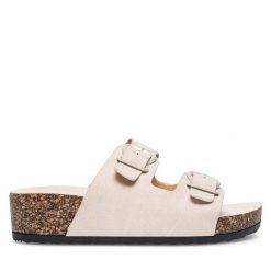 Klapki Clara Barson. Brązowe klapki damskie Clara Barson, bez wzorów, bez obcasa, bez zapięcia. Za 55.99 zł.