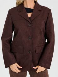 Kurtka z imitacji zamszu w stylu retro - brązowy. Brązowe kurtki damskie Sinsay, l, bez wzorów, bez kaptura. Za 89.99 zł.