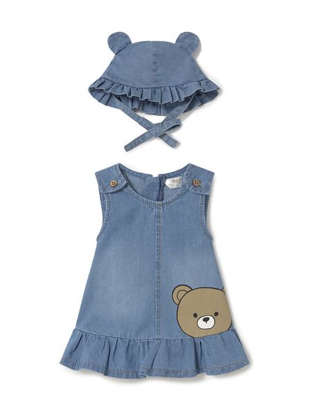 Mayoral Sukienka jeansowa 1871 Niebieski Regular Fit. Niebieskie sukienki dziewczęce Mayoral, bez wzorów, z bawełny, bez ramiączek, proste. Za 89.99 zł.