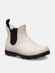 Crocs Sztyblety "Dylan" w kolorze kremowo-czarnym rozmiar: 37/38. Brązowe botki damskie Crocs, bez zapięcia. Za 188.95 zł.