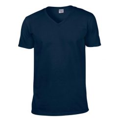 Koszulka Unisex Dla Dorosłych Z Miękkim Dekoltem V. Niebieskie bluzki damskie GILDAN, m, bez wzorów, bez kołnierzyka, bez ramiączek. Za 40.99 zł.