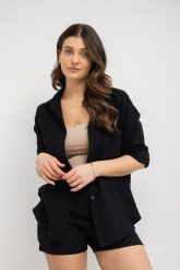 KOSZULA HOLLY CZARNA M - Flawless. Czarne koszule damskie Flawless, m, bez wzorów, z bawełny, bez kołnierzyka, bez ramiączek. Za 350.00 zł.