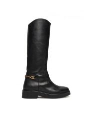 Tommy Hilfiger Oficerki Horsebit Riding FW0FW08863 Czarny. Czarne kozaki damskie Tommy Hilfiger, ze skóry, bez obcasa, na płaskiej podeszwie, bez zapięcia. Za 949.99 zł.