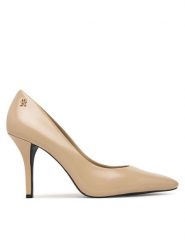 Tommy Hilfiger Szpilki High Heel Court Leather Shoe FW0FW09527 Beżowy. Brązowe szpilki damskie Tommy Hilfiger, bez wzorów, ze skóry, bez obcasa, na szpilce, bez zapięcia. Za 529.99 zł.