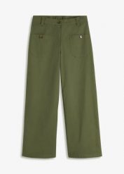 Dżinsy wide leg, wysoki stan, z wygodnym paskiem. Zielone jeansy damskie bonprix, z podwyższonym stanem. Za 122.99 zł.