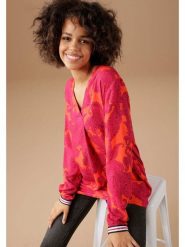 Aniston Bluzka w kolorze czerwono-pomarańczowym rozmiar: 44. Czerwone bluzki damskie Aniston, bez wzorów, z wiskozy, bez kołnierzyka, bez ramiączek. Za 82.99 zł.