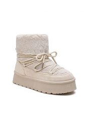 Foreverfolie Botki zimowe w kolorze beżowym rozmiar: 41. Brązowe botki damskie Foreverfolie, na zimę, z materiału, bez obcasa, na platformie, bez zapięcia. Za 153.45 zł.