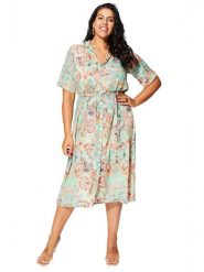 Aller Simplement Sukienka w kolorze turkusowym ze wzorem rozmiar: 42/44. Niebieskie sukienki damskie Aller Simplement, bez wzorów, z tkaniny, bez ramiączek. Za 78.99 zł.