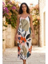 SOULSHAE Sukienka w kolorze białym ze wzorem rozmiar: L/XL. Białe sukienki damskie SOULSHAE, bez wzorów, bez ramiączek. Za 149.95 zł.