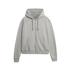 Damska bluza z kapturem zapinana na zamek Superdry Studios Relaxed. Szare bluzy damskie Superdry, bez wzorów, z kapturem. Za 348.85 zł.