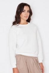 Ecru Bluza Damska z Okrągłym Dekoltem. Brązowe bluzy damskie Katrus, l, bez wzorów, z materiału, bez kaptura. Za 169.00 zł.