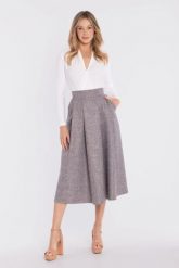 Rozkloszowana spódnica z wysokim stanem szara. Szare spódnice damskie Stylove, m, bez wzorów, eleganckie, midi. Za 289.00 zł.
