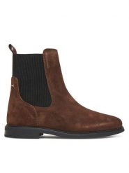 Tommy Hilfiger Sztyblety Flag Boot FW0FW08780 Brązowy. Brązowe botki damskie Tommy Hilfiger, ze skóry, bez obcasa, na płaskiej podeszwie, bez zapięcia. Za 519.99 zł.