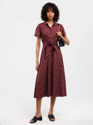 Sukienka damska midi z wiskozy z motywem kwiatowym bordowa Nahai 604. Czerwone sukienki damskie Big Star, bez wzorów, z jeansu, eleganckie, bez ramiączek. Za 249.99 zł.