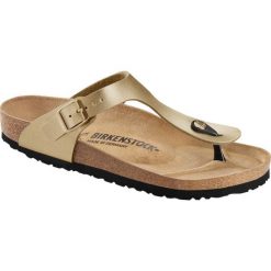 Japonki damskie Birkenstock Gizeh. Żółte klapki damskie Birkenstock, bez wzorów, z materiału, bez obcasa, bez zapięcia. Za 441.00 zł.