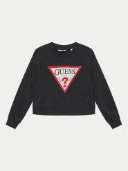 Guess Bluza J4YQ22 KA6R3 Czarny Classic Fit. Czarne bluzy dziewczęce Guess, z aplikacjami, z bawełny, bez ramiączek, bez kaptura. Za 119.99 zł.