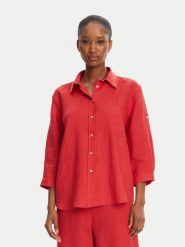 Marella Koszula Boboli1 2515111232 Czerwony Regular Fit. Czerwone koszule damskie Marella, bez wzorów, ze lnu, bez kołnierzyka, bez ramiączek. Za 409.99 zł.