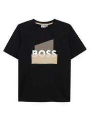 BOSS T-Shirt J52978 S Czarny Regular Fit. Czarne t-shirty i koszulki chłopięce Boss, bez wzorów, z bawełny, bez kołnierzyka, bez ramiączek. Za 232.99 zł.